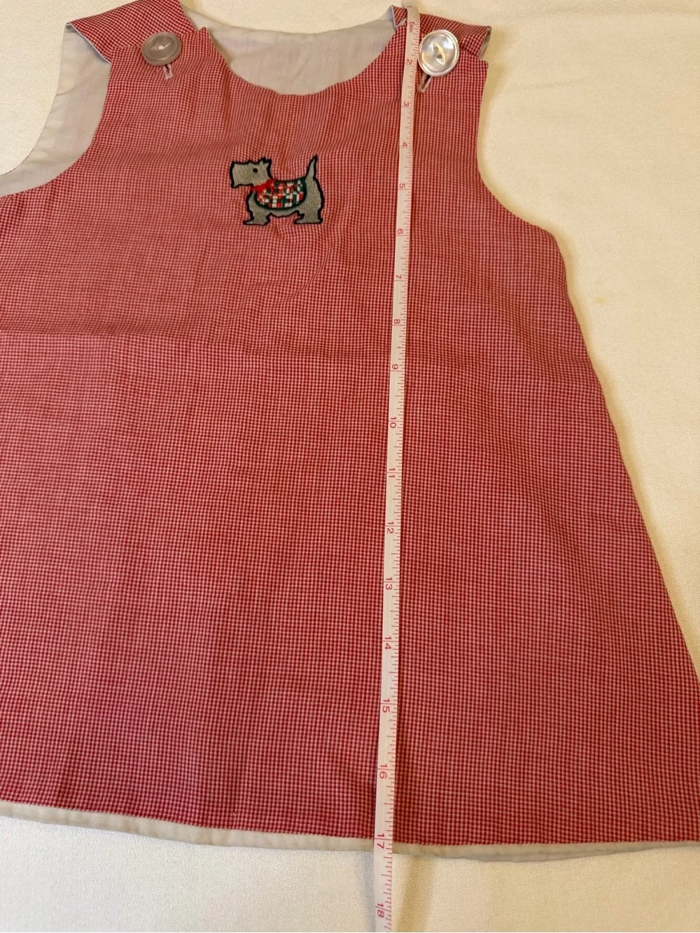 Handmade Vintage-Style Scottie Dog Christmas Jumper Dress 2T Red Check